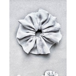 Gumka Lniana L-Scrunchie Popielata