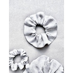 Gumka Lniana M-Scrunchie Popielata